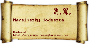 Marsinszky Modeszta névjegykártya